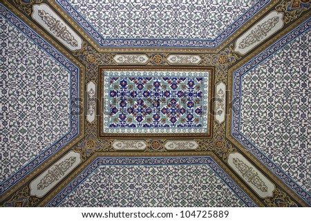 Tiled ceiling in Topkapi Palace, Istanbul, Turkey