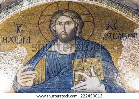 Istanbul, Turkey - May 20, 2012. Jesus Mosaic in Chora Church on May 20, 2012.