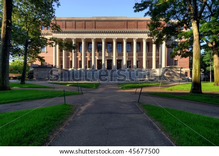 stock photo : Widener Library, Harvard University campus