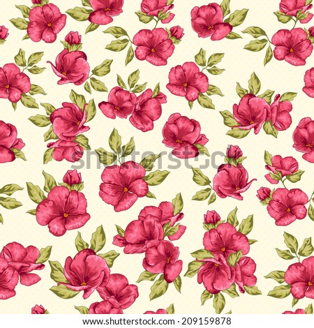 Seamless pattern flowers. Summer background. Cherry blossom. Sakura flowers. Floral background.  Vector illustration.