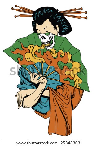 japanese art geisha. stock vector : Japanese art