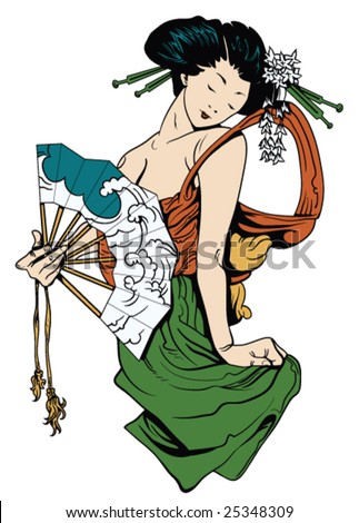 japanese art geisha. stock vector : Japanese art