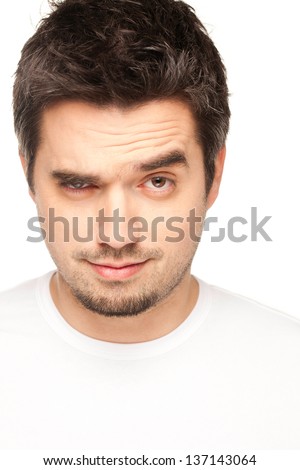 Portrait Of Young Man With Funny Expression.