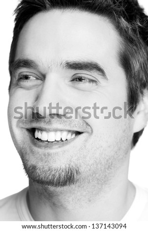 Portrait Of Confident Man Smiling Black And White.