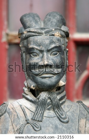 Asian terra cota warrior statue