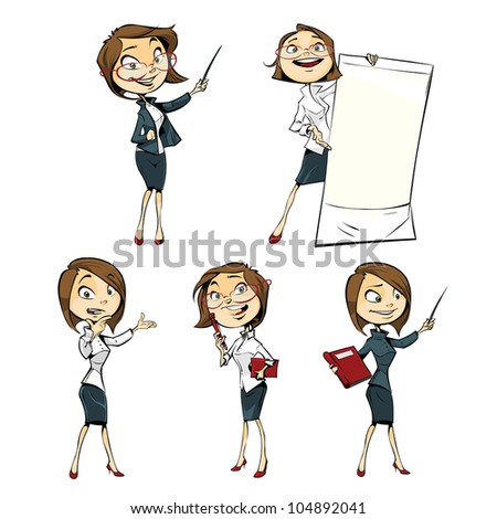 Business Woman Cartoon Character Set Free Download