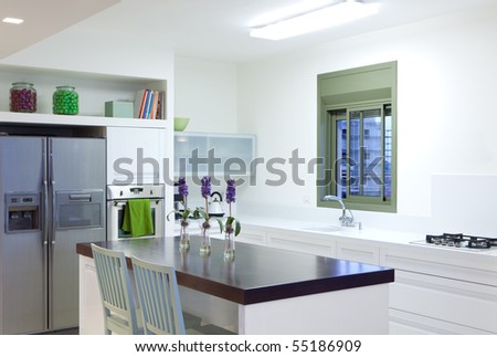 White  luxury kitchen in a  new modern home