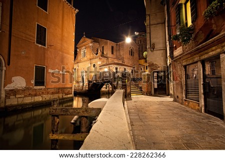 Venice back streets at night