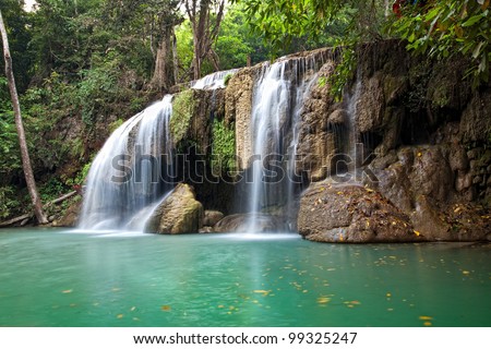 Erawan falls National Park  located in the Tenasserim Hills, Kanchanaburi Province,Thailand
