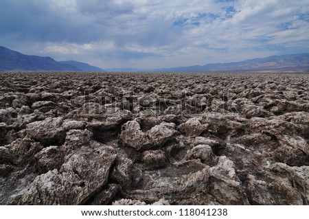 Ground Salt Formations in Death Valley National Park. Devil\'s Golf Course