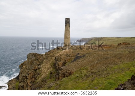 tin mine chimney on a cliff top