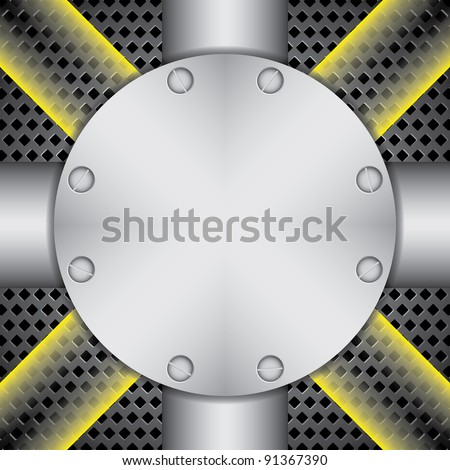Crossing pipes and metal grid background with place for text. Raster version.