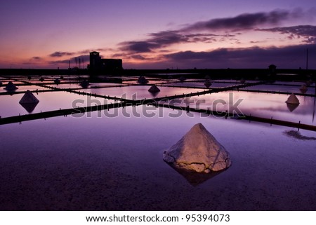 Beautiful landscape of a summer with a salt farm in Tainan, Taiwan