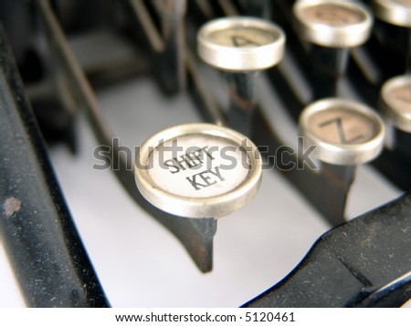 shift key of antique typewriter