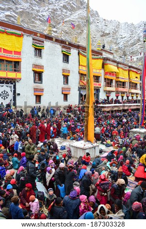 Leh,Ladakh-FEBRUARY 14  Many people go to Lama teach day  on February14,2014 in Hemis Monastery
