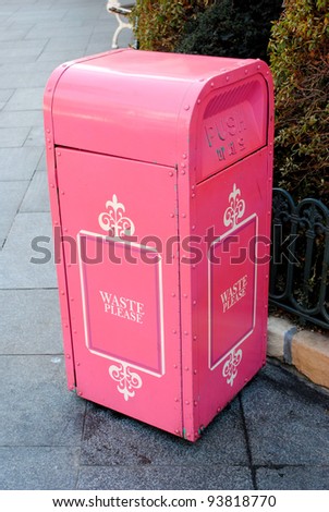 pink bin in the park