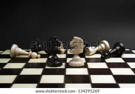 Black and white chess on the chess board