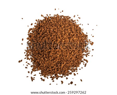 Soluble coffee on a white background