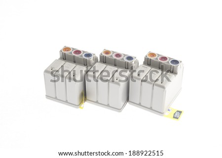 ink printer cartridges isolated on white