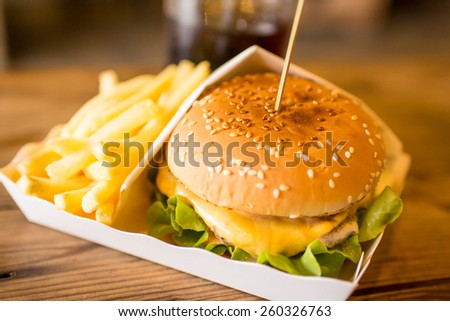 burger with chips and coke 2