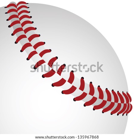 realistic rendition, illustration of baseball closeup in white background.
