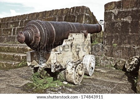 vintage, century old cannon displayed at intramuros manila