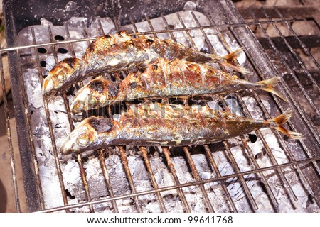grilled fresh mackerel scad fish scientific name Decapterus macarellus.