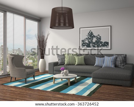 interior with sofa. 3d illustration