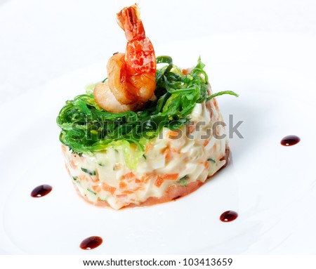 Salad with seafood.