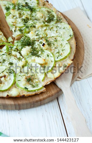 summer vegetable pizza, close up