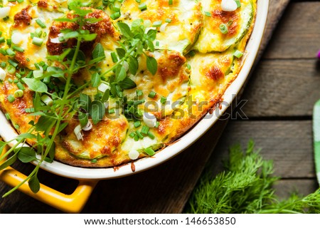vegetable casserole, top view, food