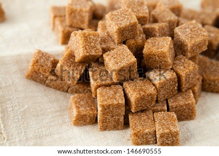 refined cane sugar cubes on a tissue, food