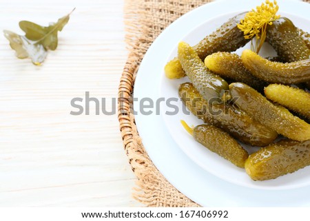 small pickled cucumbers, food
