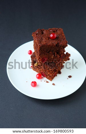 two pieces of chocolate cake, food closeup