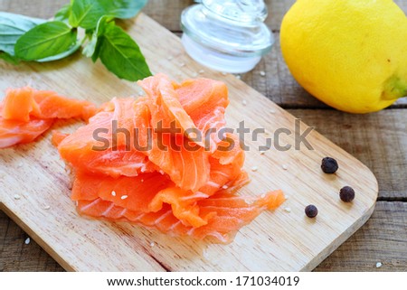pieces of fresh salmon meat, fish