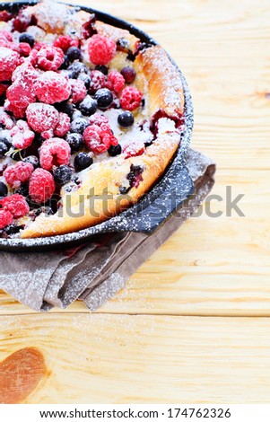summer pudding with fresh berries, food closeup
