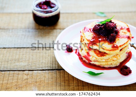 stack of pancakes homemade, food closeup