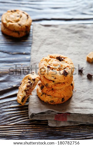 butter cookies with chocolate chips, food closeup