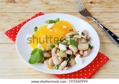 winter salad with beans, food closeup
