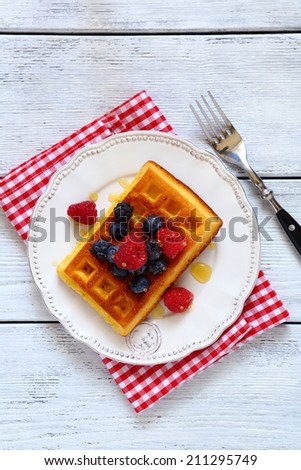 waffles with berries top view,  food