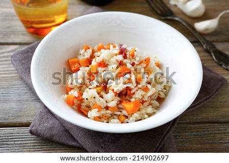 Risotto with carrots, top view