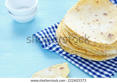 Stack of Mexican tortillas, food