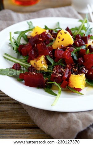 Winter salad with beet and orange, healthy food