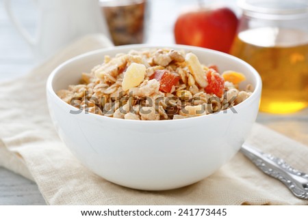 Granola and muesli in a bowl, sweet food