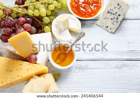 Gourmet cheeses with honey, food