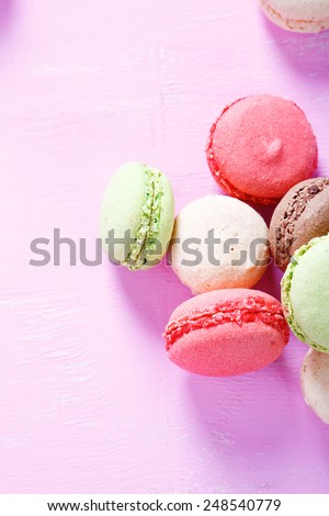 French cookies on pink the boards, food