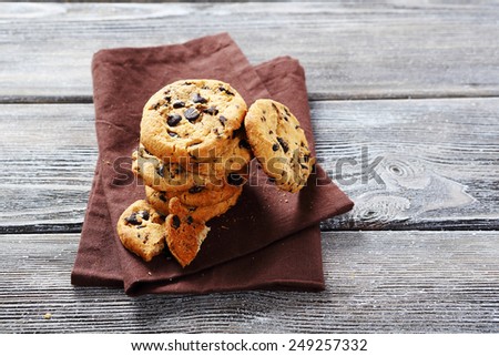 Stack of cookies on a napkin, food