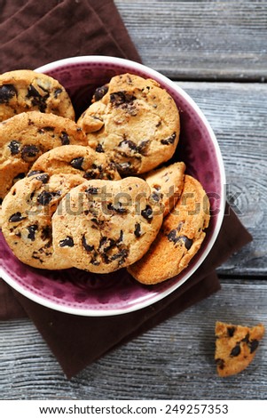 biscuits with dark chocolate chips, food