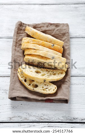 Bread, italian ciabatta  on a napkin, food