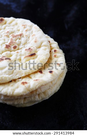 flat bread on baking tray, ethnic food